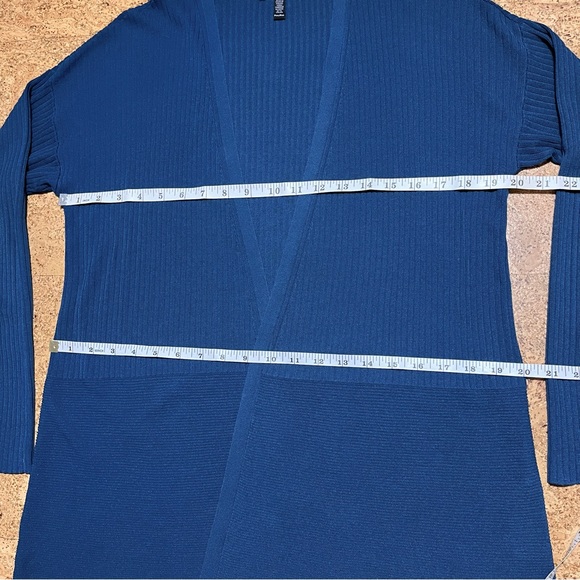 Eileen Fisher Ribbed Tencel Teal Open Cardigan Sweater Sz Petite Medium - Picture 10 of 11